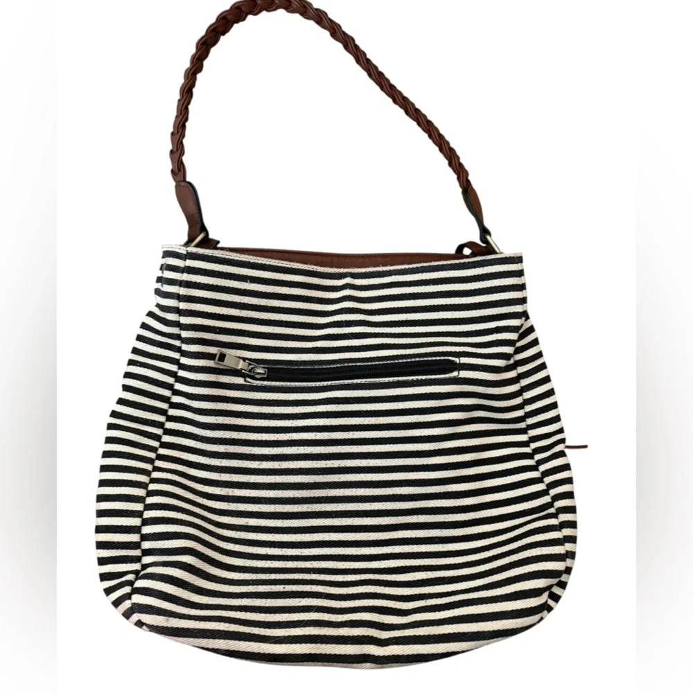 MMS Black and White Large Bag with Multi Color Aztec Design